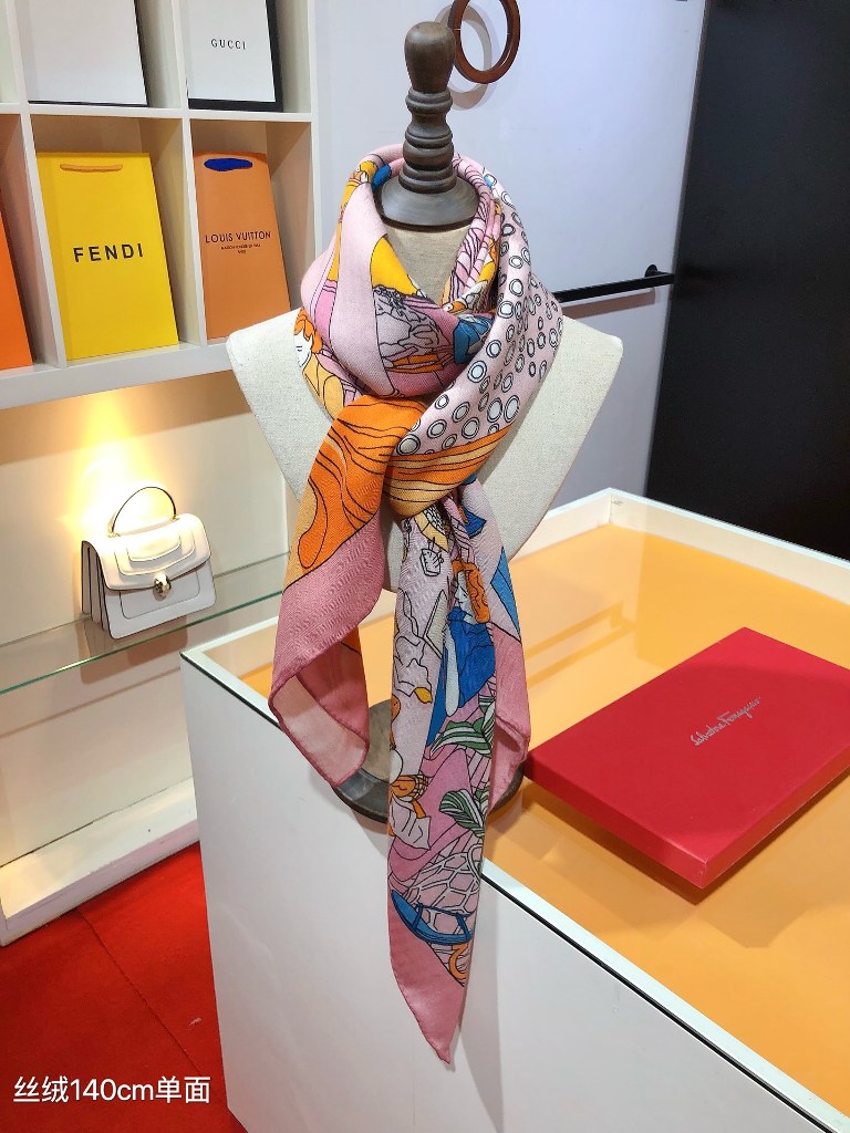 Hermes Cashmere&Silk Scarf-160