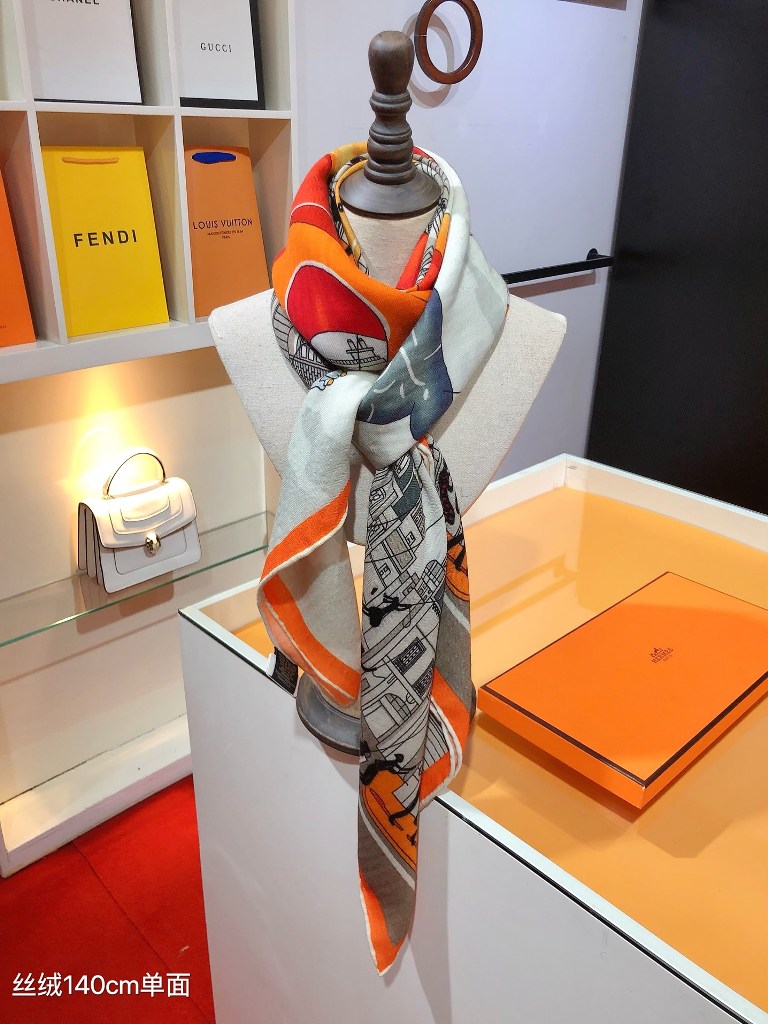 Hermes Cashmere&Silk Scarf-159