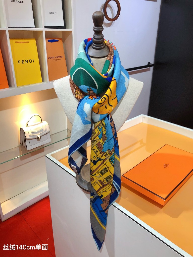 Hermes Cashmere&Silk Scarf-158