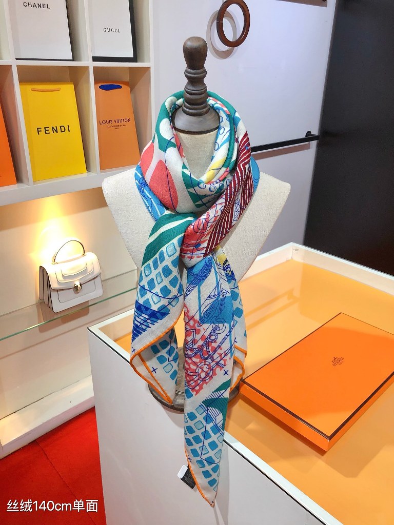 Hermes Cashmere&Silk Scarf-155