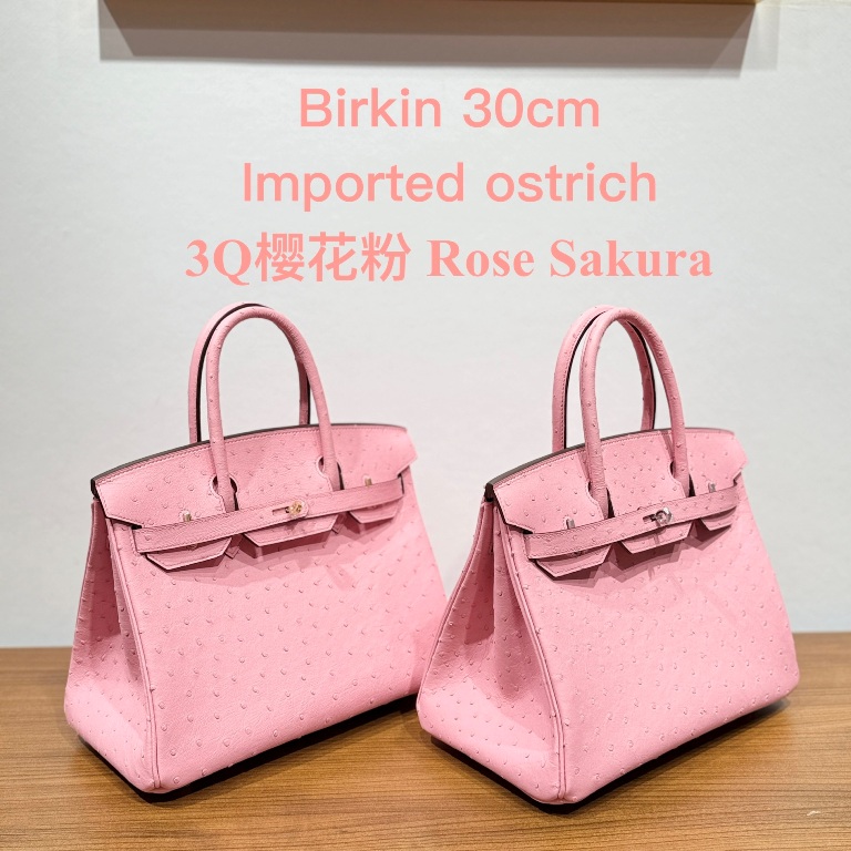Birkin 30cm-Ostrich Skin(3Q Rose Sakura)-002
