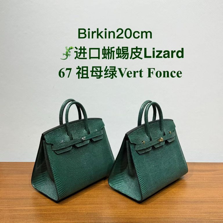 Birkin 20cm-Lizard Leather(67 Vert Fonce)-002