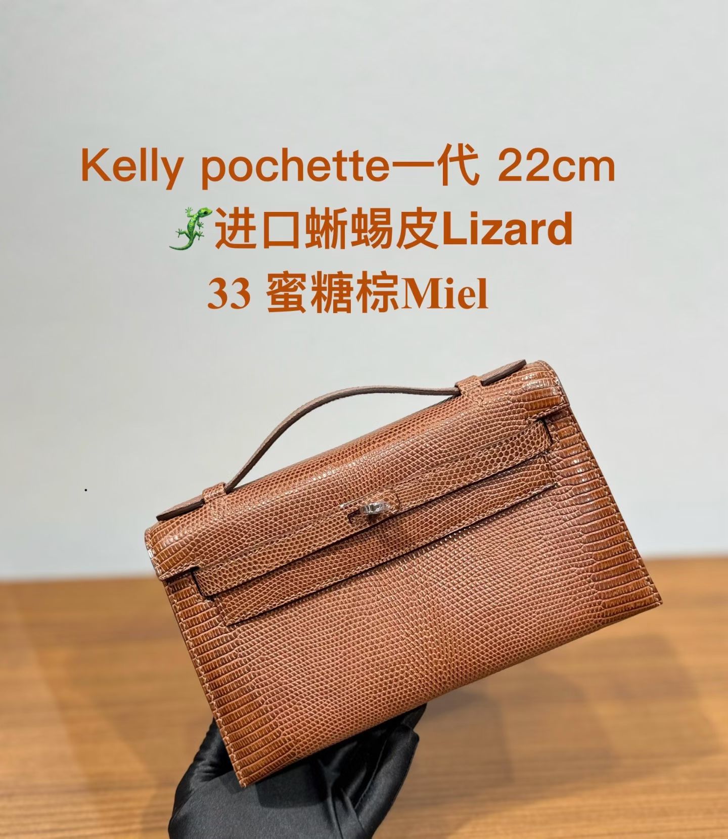 Kelly Pochette I 22cm-Lizard Leather(33 Miel)-001