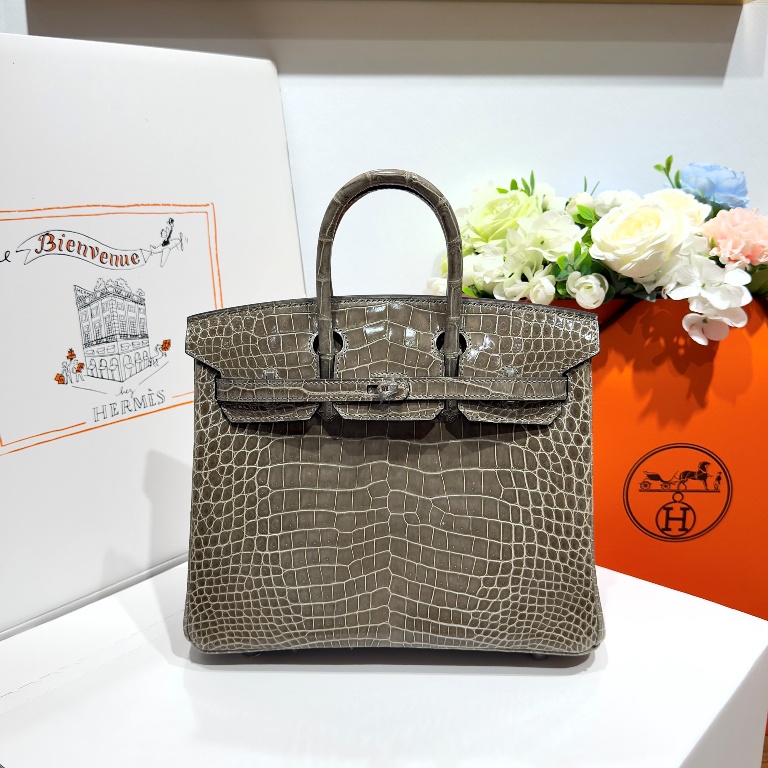 Birkin-Shinny Crocodile Leather(18 etoupe)silvery-027