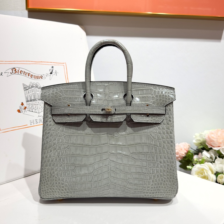Birkin-Shinny Crocodile Leather(glacier ash)gold-032