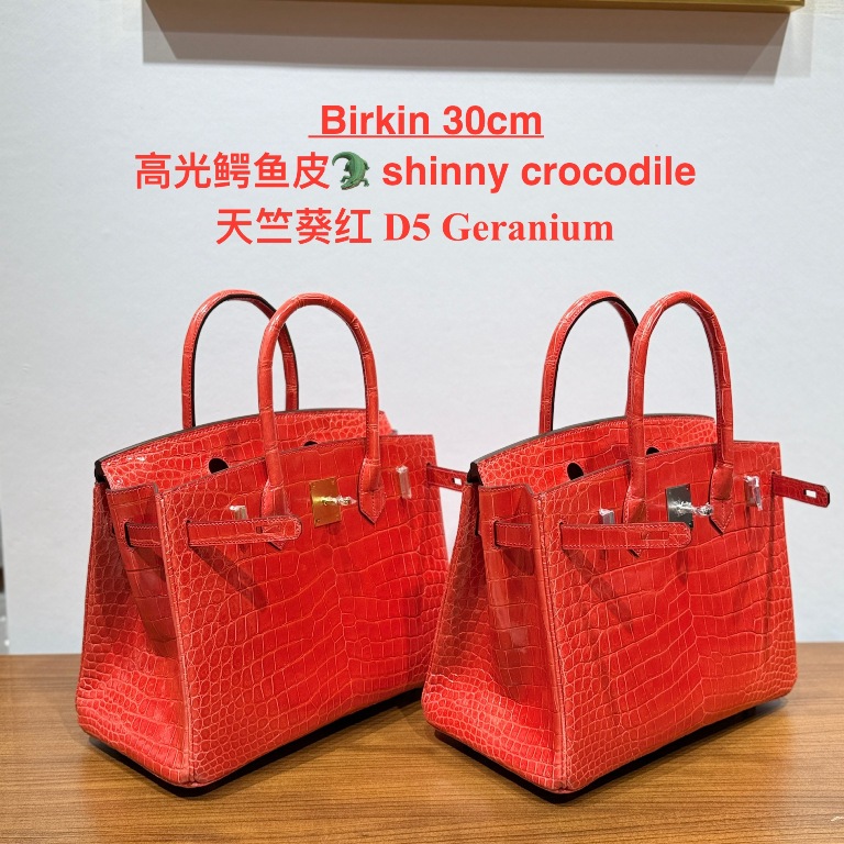 Birkin-Shiny Crocodile Leather(D5 Geranium)-010