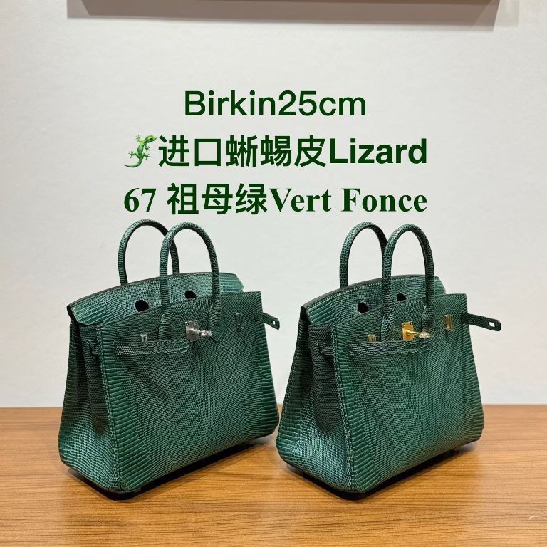 Birkin 25cm-Lizard Leather(67 Vert Fonce）-004