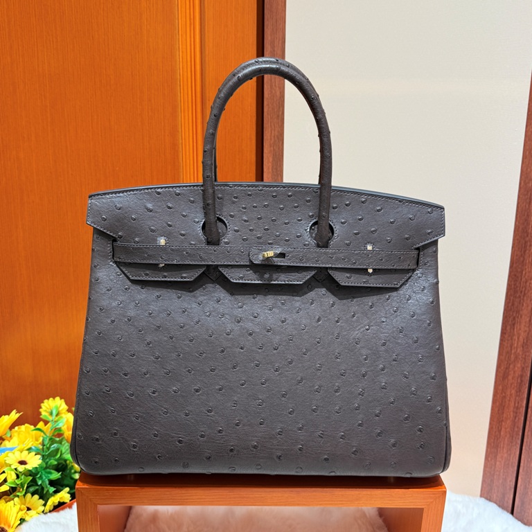 Birkin  35cm-Ostrich Skin(47 Chocolat)-001