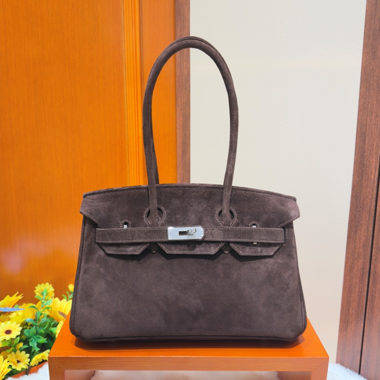 Shoulder Birkin Mini 29cm-Doblis Suede(47 Chocolat)-003