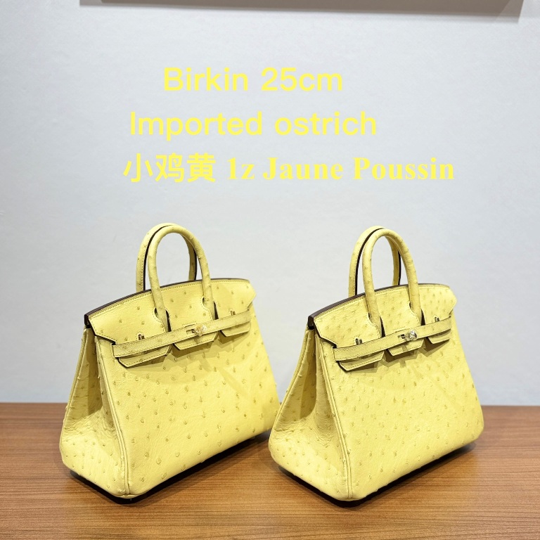 Birkin 25cm-Ostrich Skin(1Z Jaune Poussin)-003