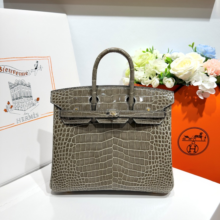 Birkin-Shinny Crocodile Leather(18 etoupe)gold -028