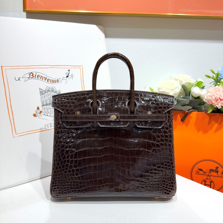 Birkin-Shinny Crocodile Leather(ebony)gold -036