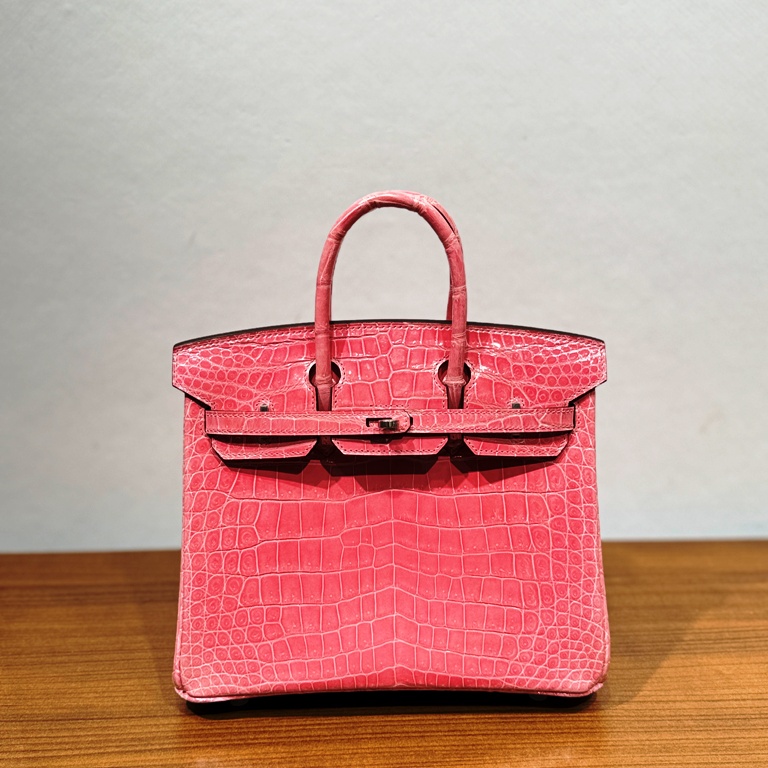 Birkin-Shinny Crocodile Leather(5P pink)silvery-003