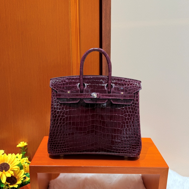 Birkin-Shinny Crocodile Leather(57 bordeaux)gold-026