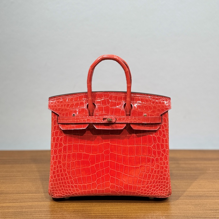 Birkin-Shinny Crocodile Leather(D5 Geranium)gold -014