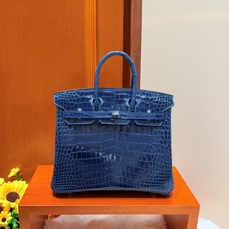 Birkin-Shinny Crocodile Leather(73 blue saphir)silvery-021
