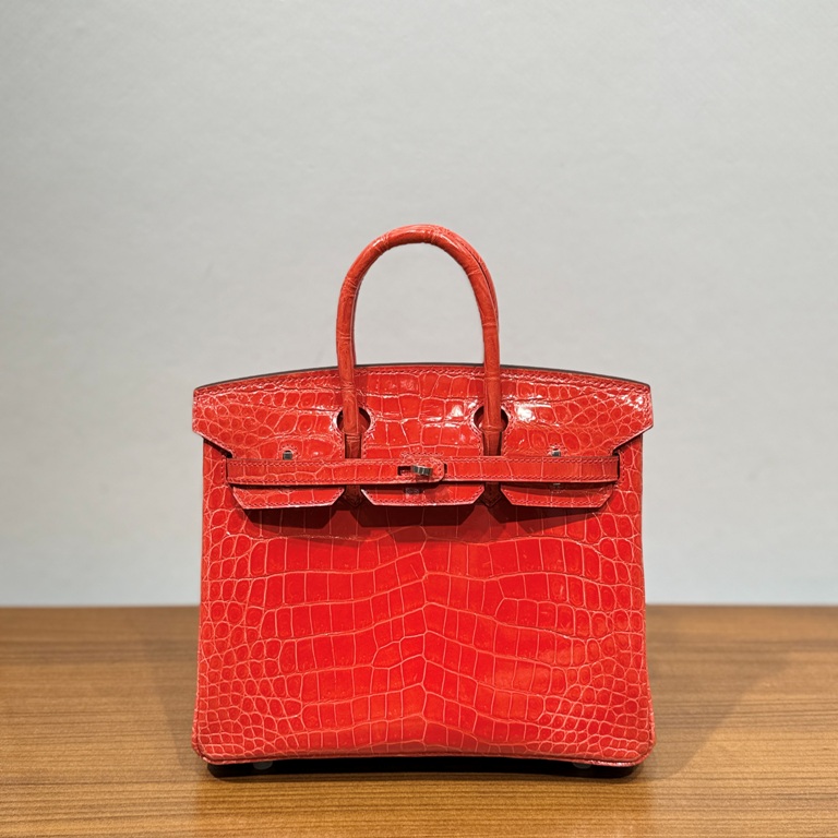 Birkin-Shinny Crocodile Leather(D5 Geranium)silvery-013