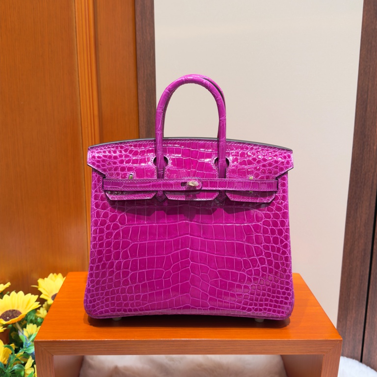 Birkin-Shinny Crocodile Leather(J5 Rose Sheherazade)gold -018