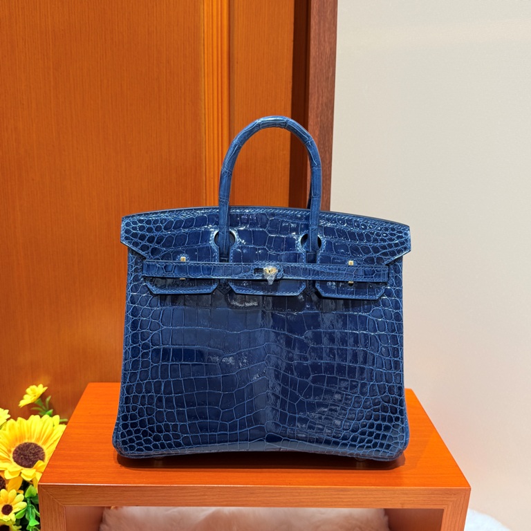 Birkin-Shinny Crocodile Leather(73 blue saphir)gold-022