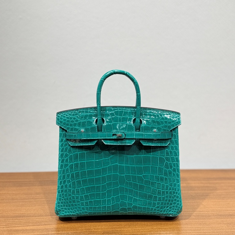 Birkin-Shinny Crocodile Leather(Z6 Malachite)silvery -005