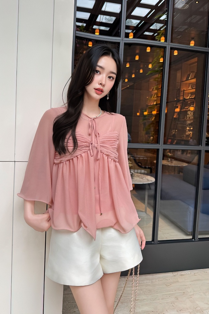 Chloé Top in Silk & Polyester-B