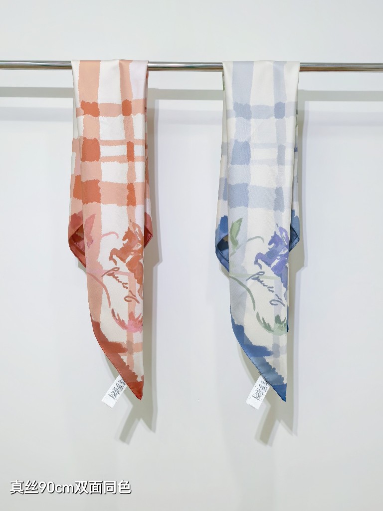 Bueberry Double-Sided Silk Scarf-025