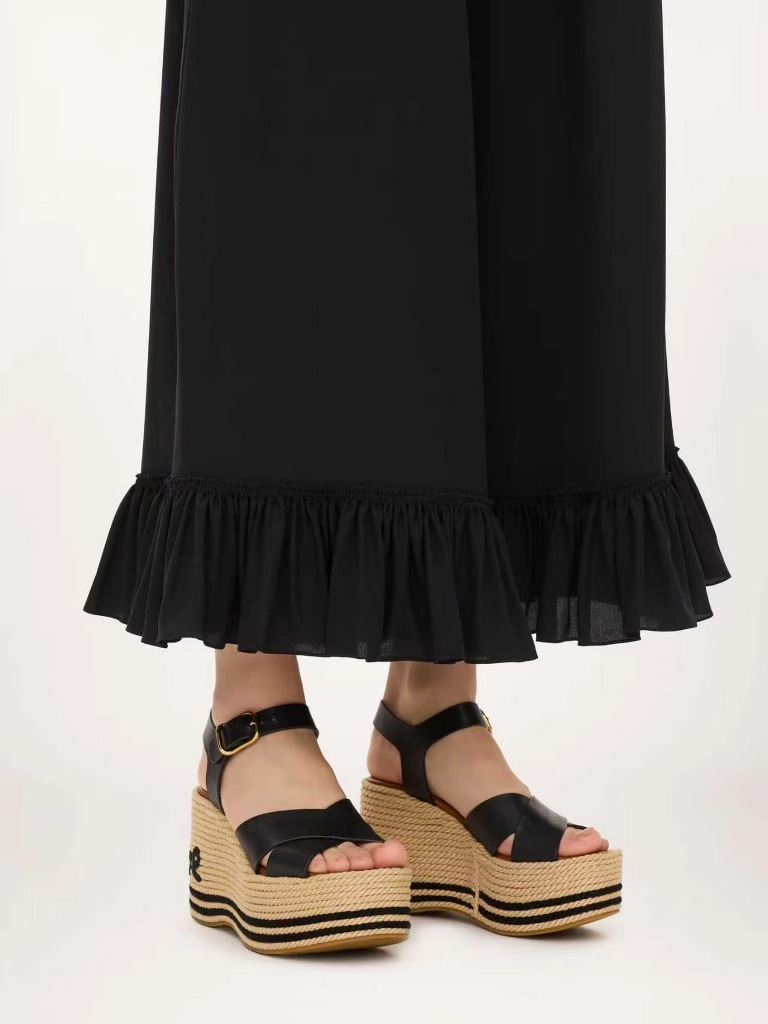 Chloé Cropped Fluid Pants in Crêpe De Chine-A