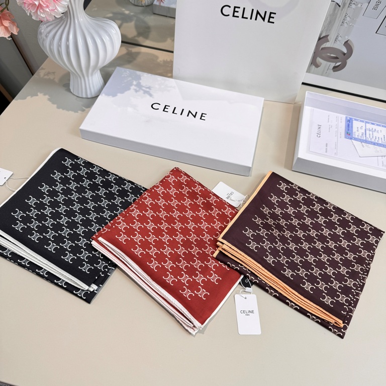 Celine Single-Sided Silk Scarf-010