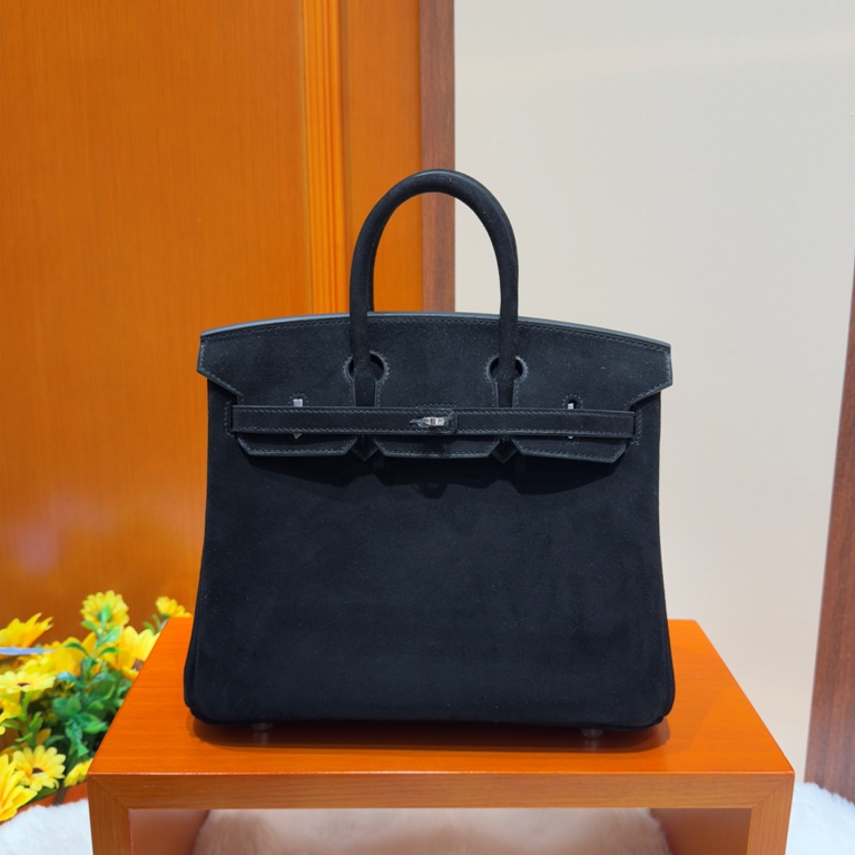 Birkin 25 in Noir Doblis Suede-001