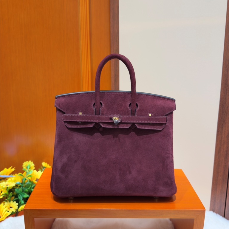 Birkin 25 in Rouge Doblis Suede-002