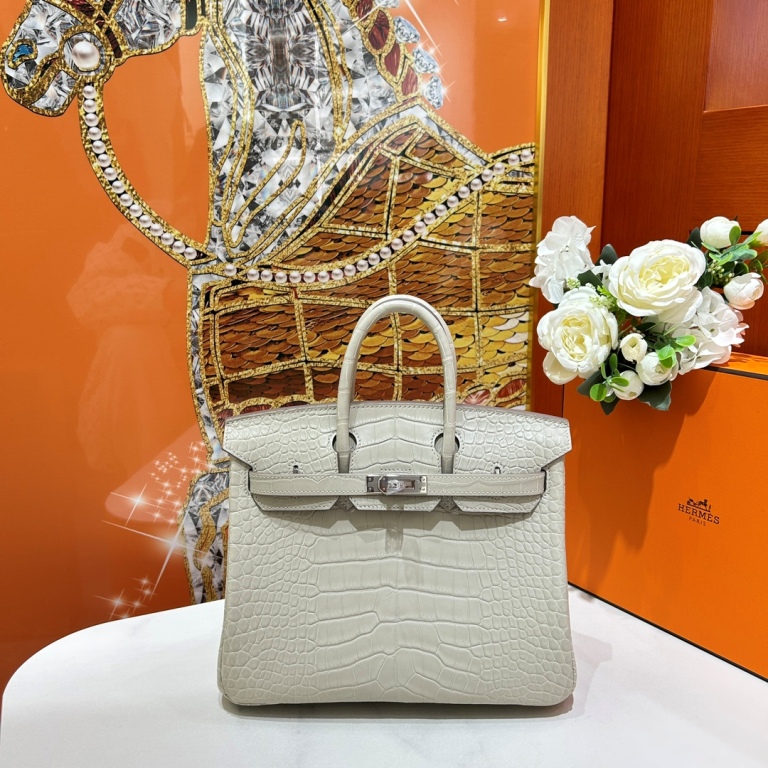 Birkin 25cm-Matte Crocodile Leather(8L Beton)-004