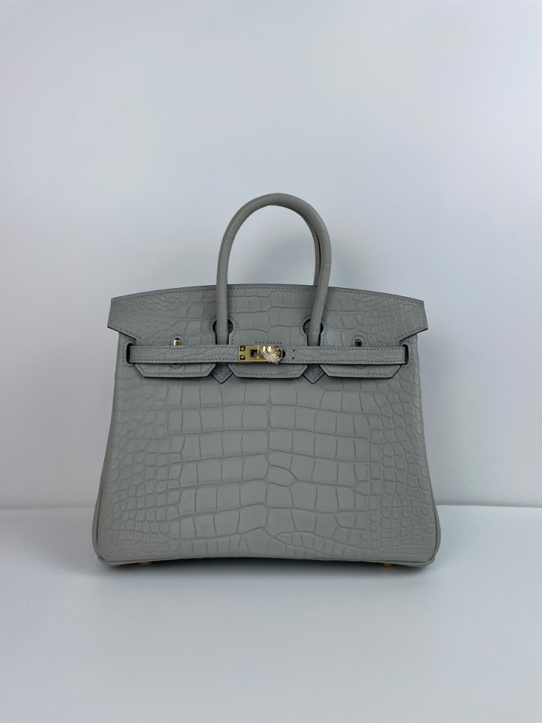 Birkin 25cm-Matte Crocodile Leather(Ice Gray)-010