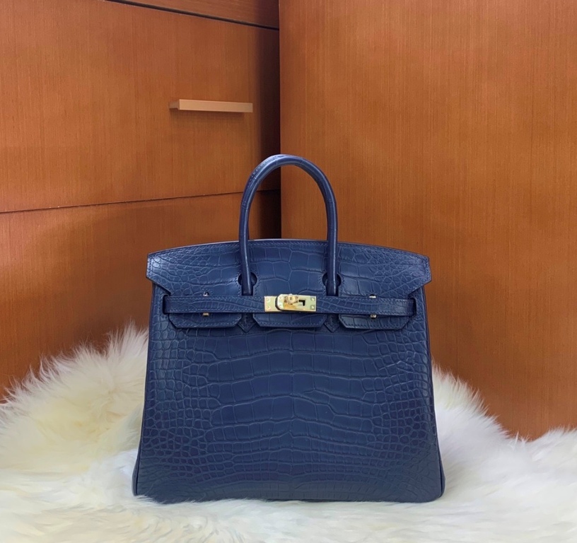 Birkin 25cm-Matte Crocodile Leather(Sapphire Blue)-001