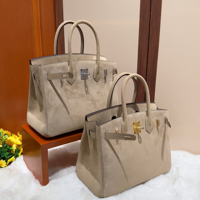 Birkin 30 in Craie Doblis Suede-005