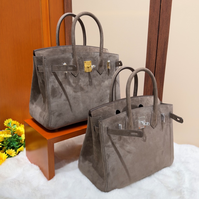 Birkin 30 in Etoupe Doblis Suede-004