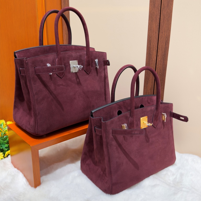 Birkin 30 in Rouge Doblis Suede-001