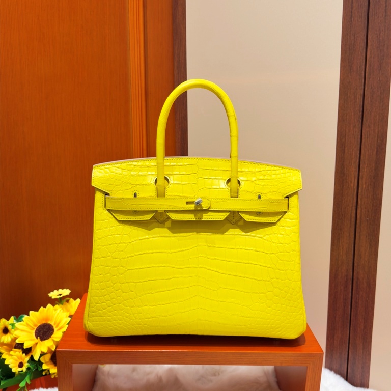Birkin 30cm-Matte Crocodile Leather(9R Lemon)-009