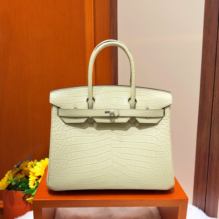 Birkin 30cm-Matte Crocodile Leather(Y1 Vanille)-002