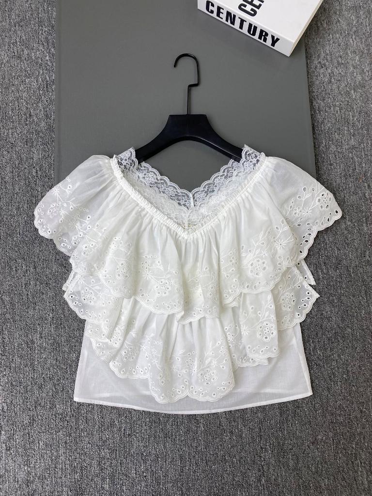 Chloé Top in Cotton Voile & Lace-C