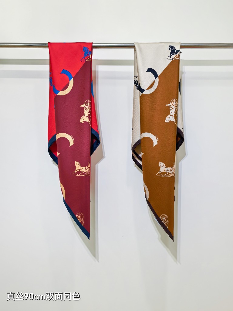 Celine Double-Sided Silk Scarf-060
