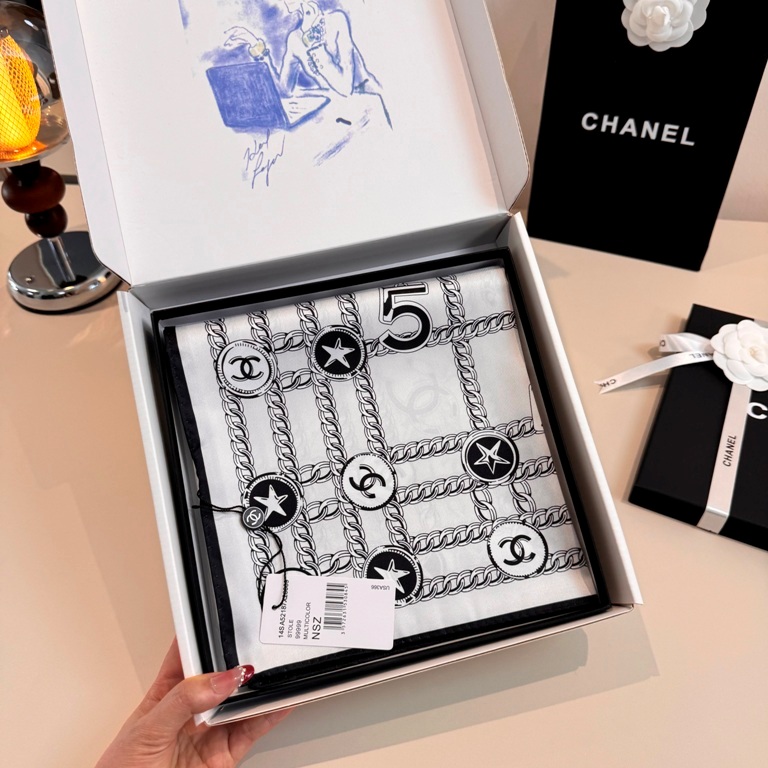 Chanel Single-Sided Silk Scarf-064
