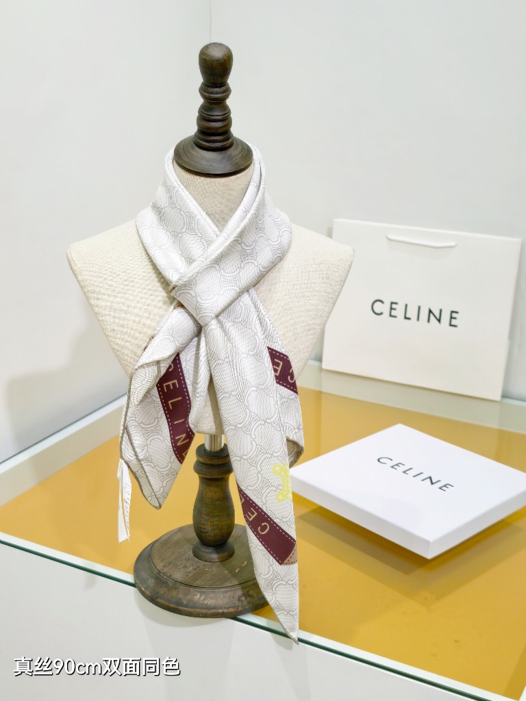 Celine Double-Sided Silk Scarf-052