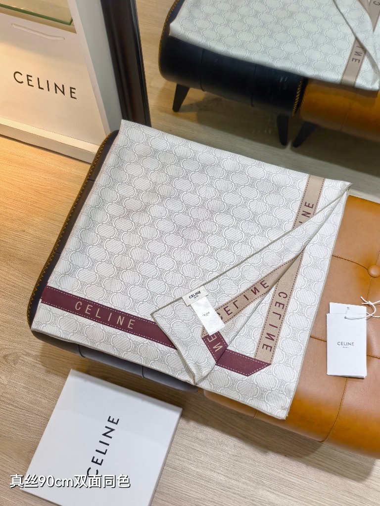 Celine Double-Sided Silk Scarf-050