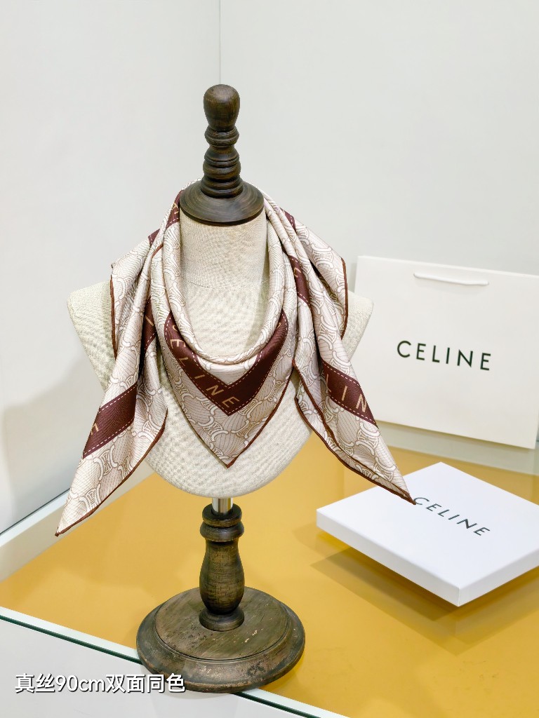 Celine Double-Sided Silk Scarf-044