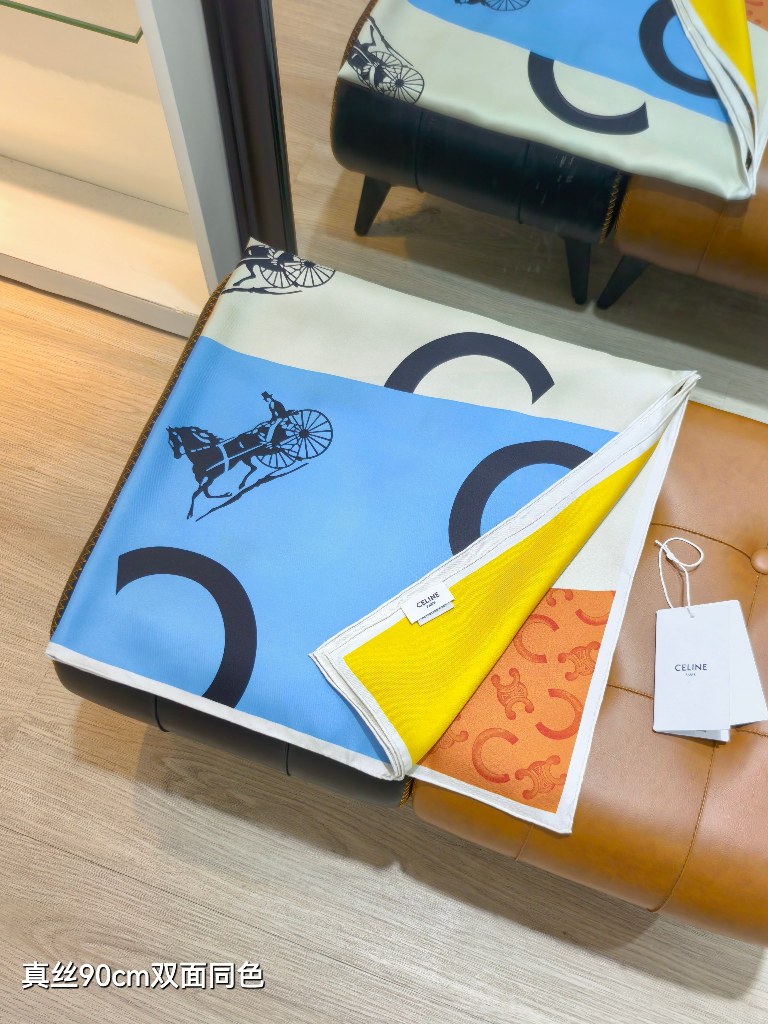 Celine Double-Sided Silk Scarf-042