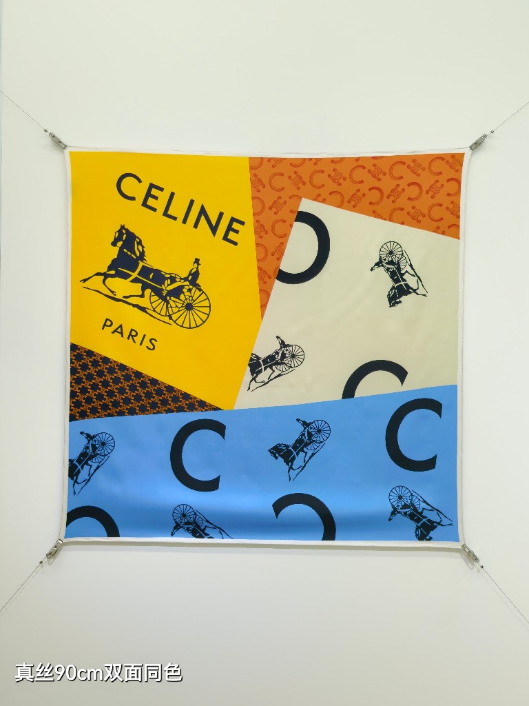 Celine Double-Sided Silk Scarf-041