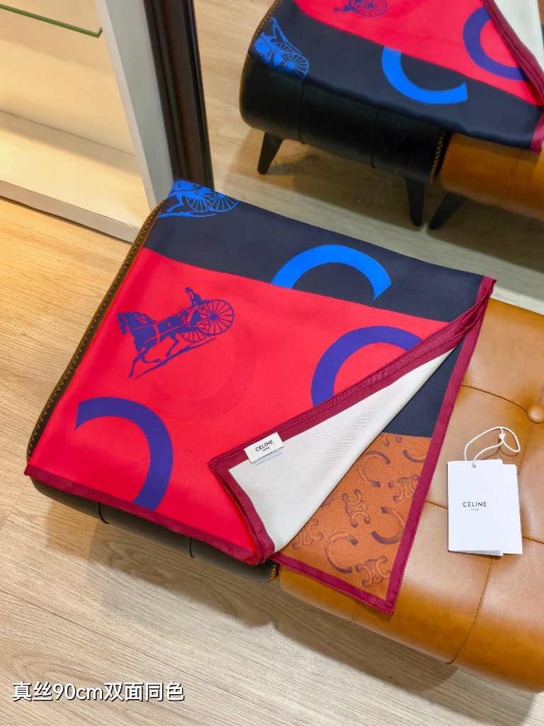 Celine Double-Sided Silk Scarf-039