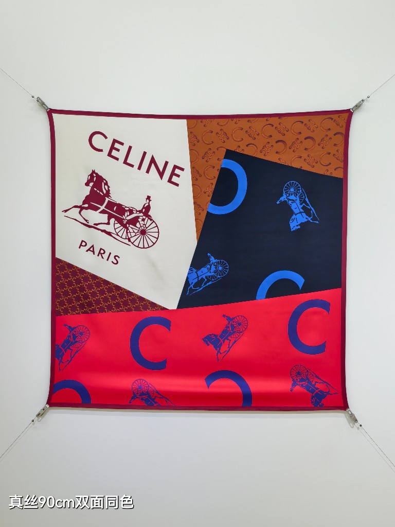Celine Double-Sided Silk Scarf-038