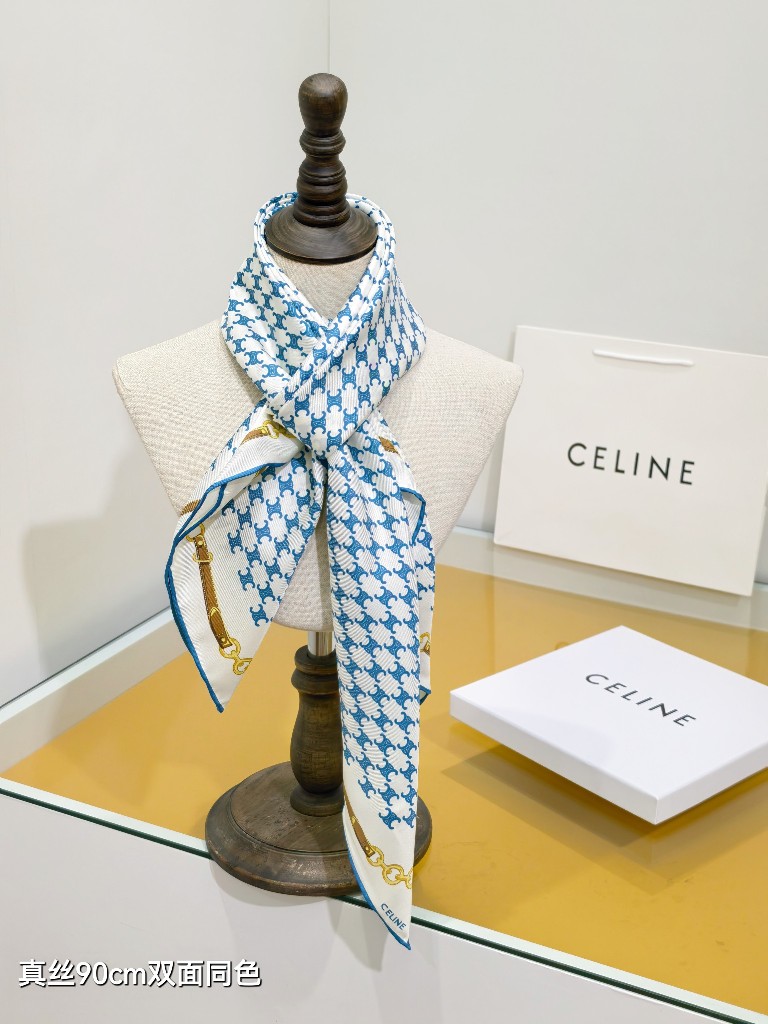 Celine Double-Sided Silk Scarf-037