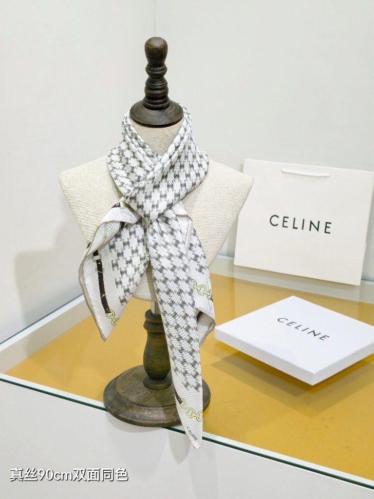 Celine Double-Sided Silk Scarf-034